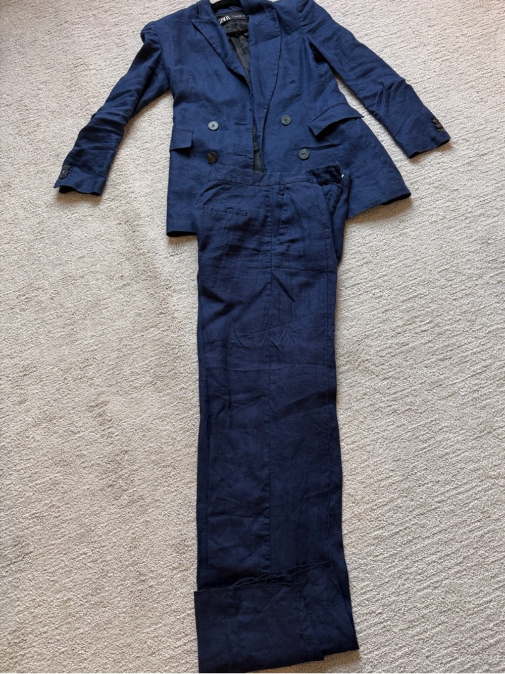Zara Navy Blue Women's Blazer and Trousers Set